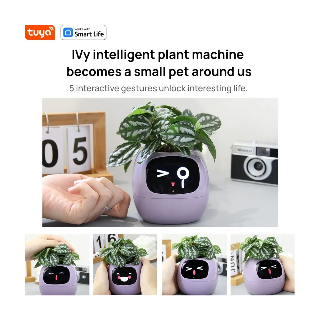 IVY Smart AI Planter | Selbstbewässernder Topf mit Touch-Interaktion und digitaler Anzeige