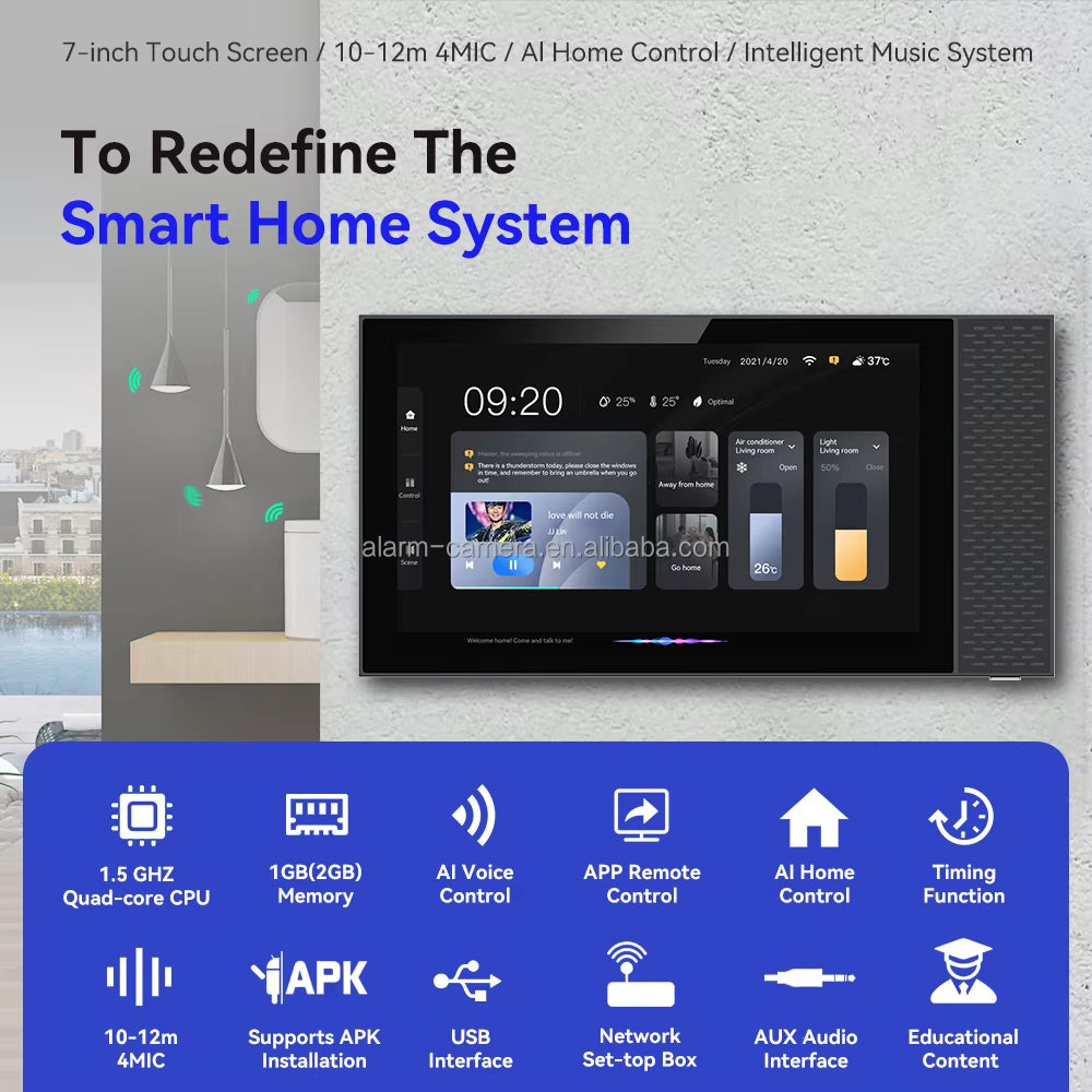 Smart Home 7" Gateway Center Control Panel Amplifier Smart App