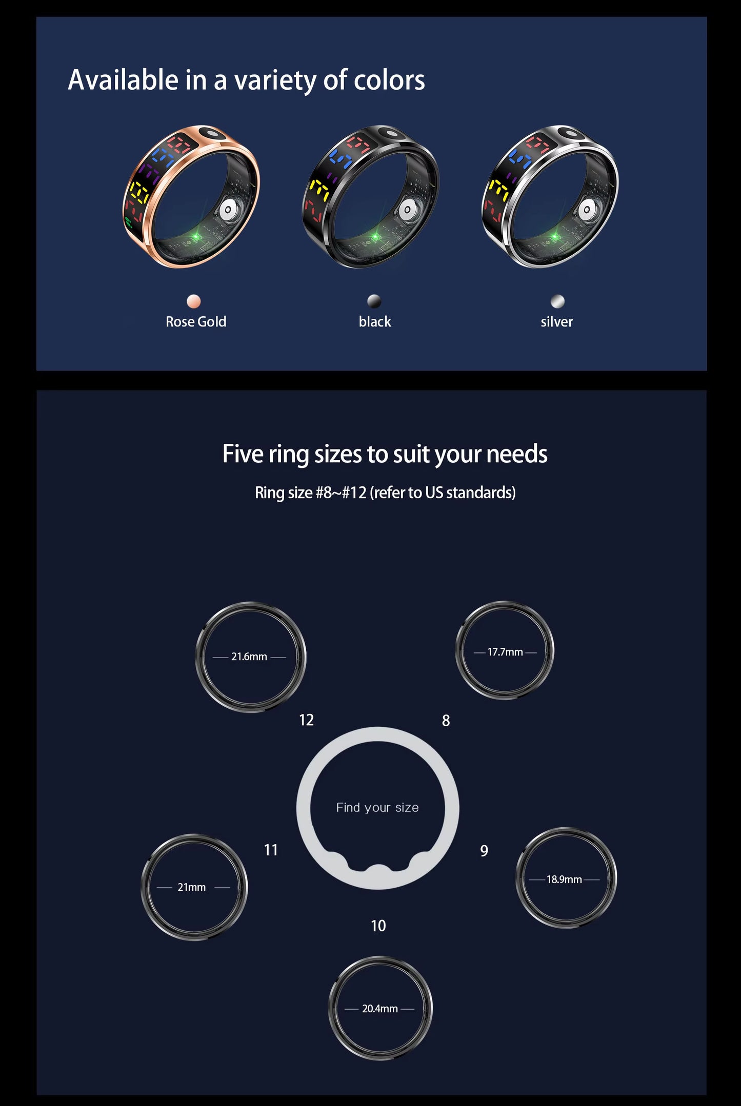 R12 Color Screen Unisex Sleep Monitor Smart Health Ring