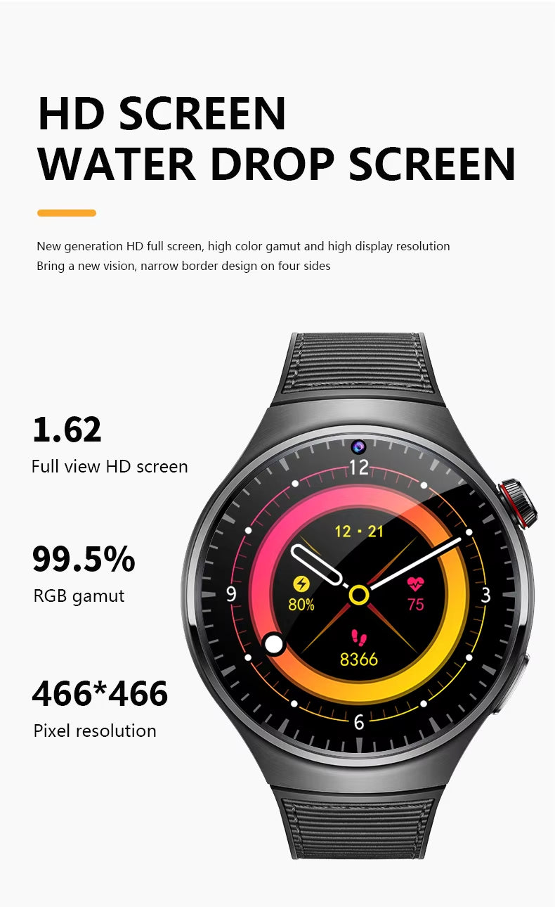 AMOLED Dual Camera Android Heath Monitor Smartwatch