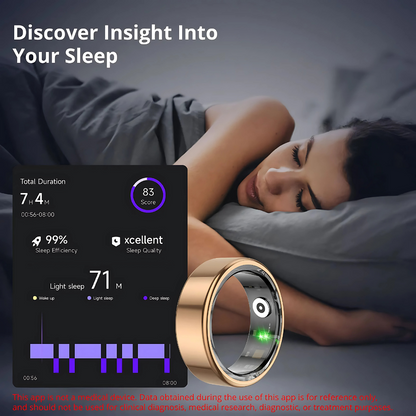 Smart Ring – Sleep & Health Monitor, Blood Oxygen Tracker, 5ATM Waterproof with Charging Case NOVELLE