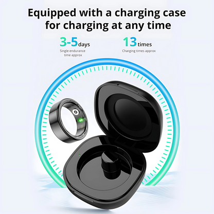 Smart Ring – Sleep & Health Monitor, Blood Oxygen Tracker, 5ATM Waterproof with Charging Case NOVELLE