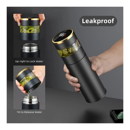 Smarte Tee-Ei-Flasche, 450 ml, vakuumisolierter Becher mit Sieb