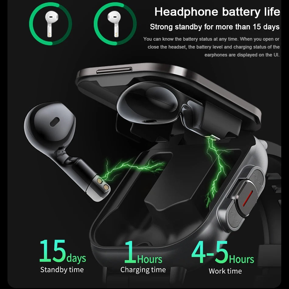 Smart Watch Oxygen Heart Rate Fitness Tracker with Bluetooth Earbuds