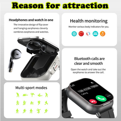 Smart Watch Oxygen Heart Rate Fitness Tracker with Bluetooth Earbuds