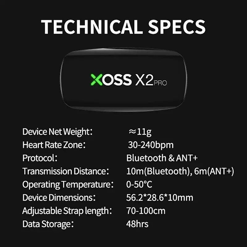 X2 Pro Heart Rate Monitor Chest Strap Bluetooth Fitness Tracker